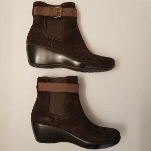 Sperry Top Sider Brown Suede Wedge Boots  size 8.5